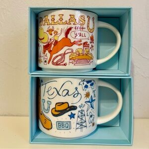 Starbucks Texas & Dallas Been There Series 14oz Ceramic  Coffee Mugs